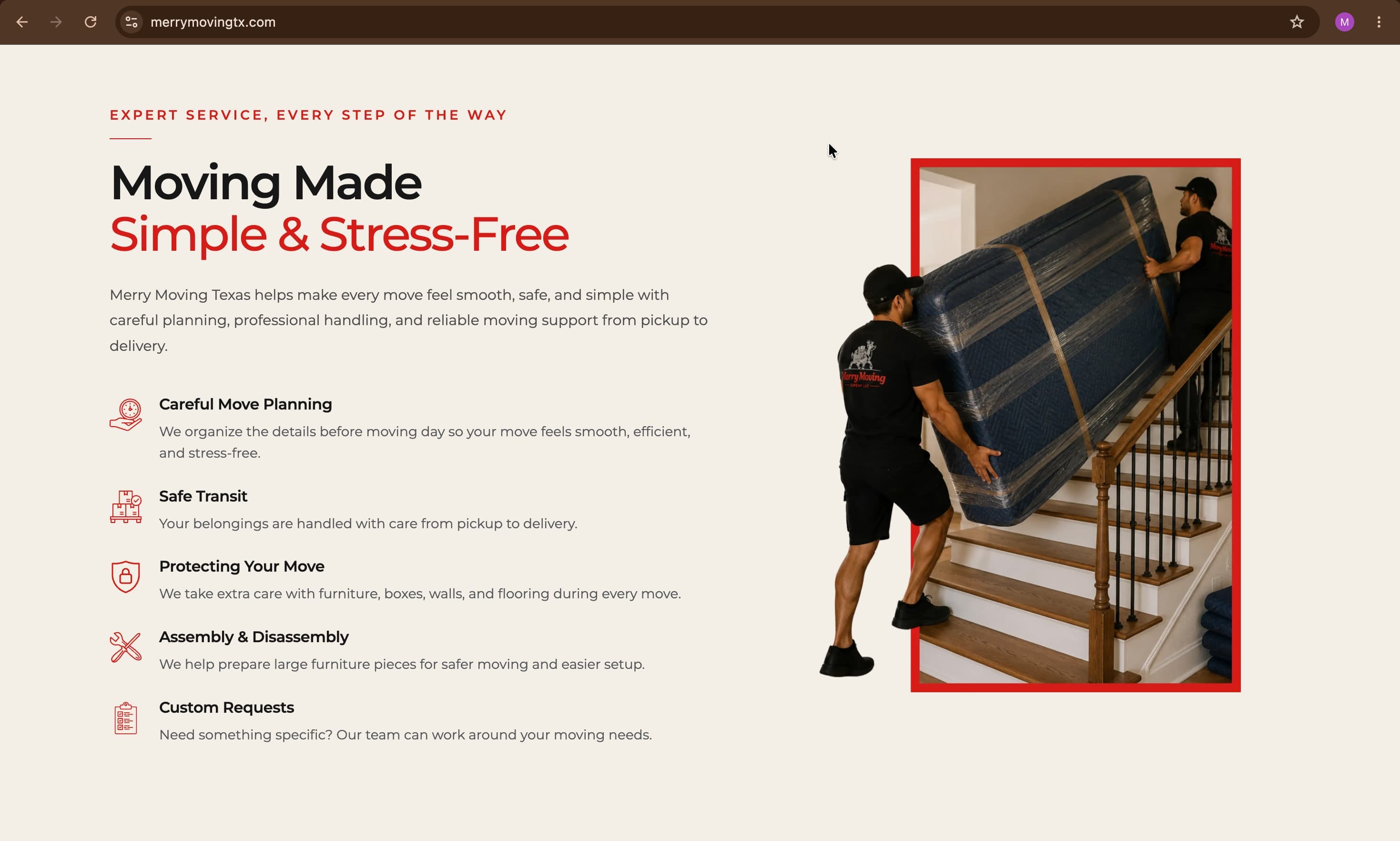 Merry Moving website screenshot