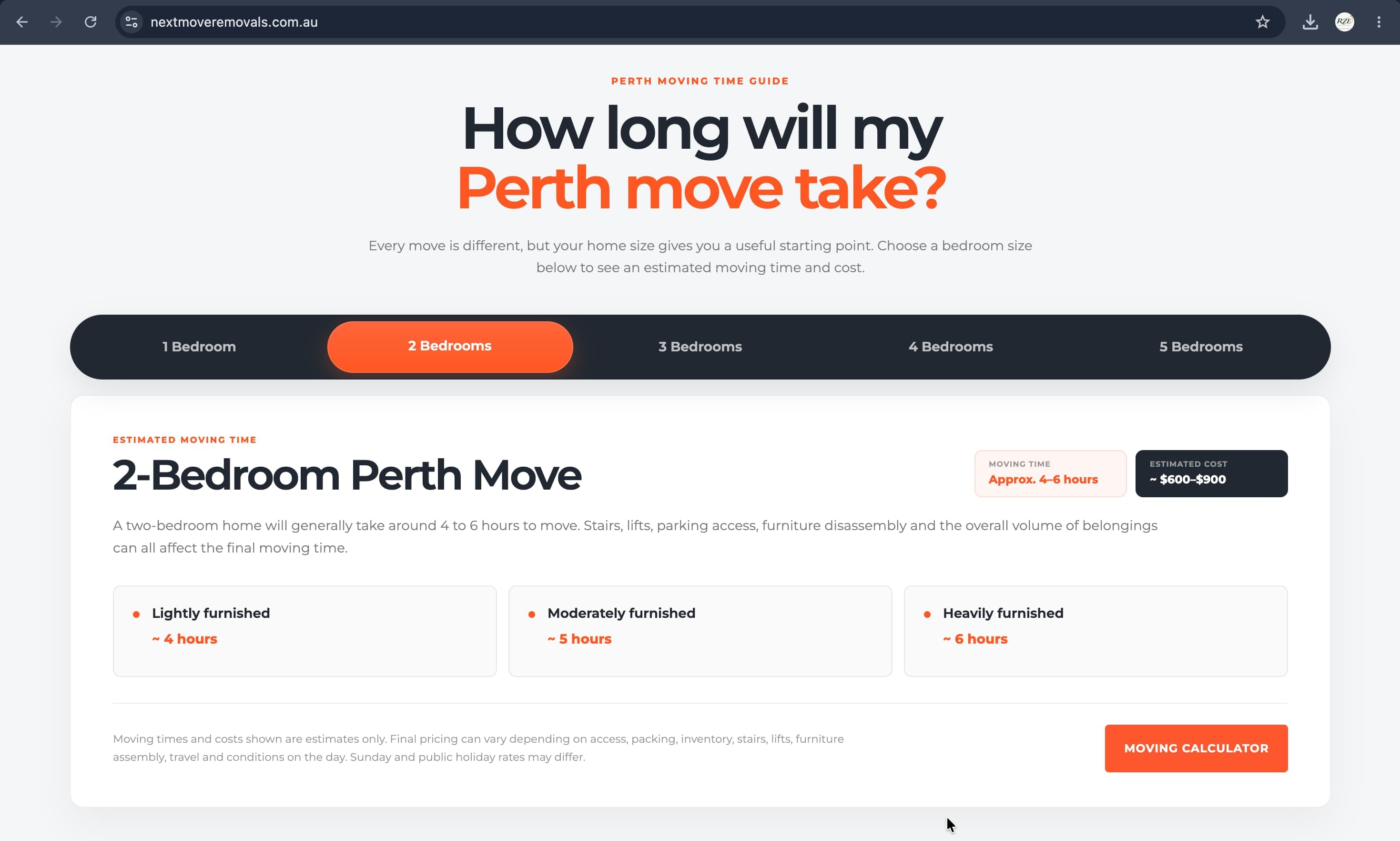 Next Move Removals website screenshot