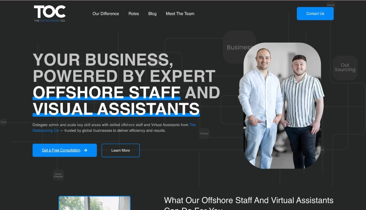 TOC Outsourcing website screenshot